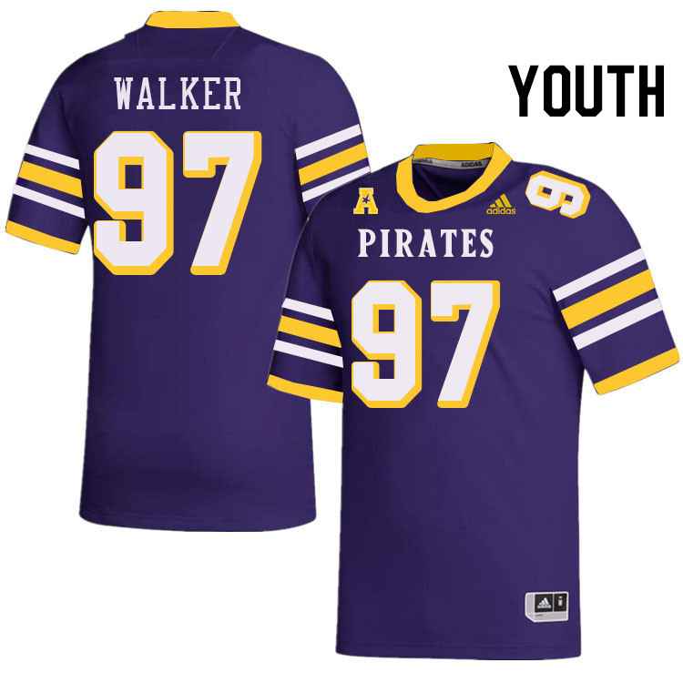 Youth #97 Cole Walker ECU Pirates College Football Jerseys Stitched-Throwback